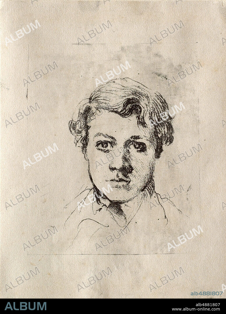 Hilaire-Germain-Edgar Degas, French, 18341917, René de Gas, brother of the artist, c. 185762, Soft-ground etching on wove paper, plate: 3 7/16 x 3 13/16 in. (8.7 x 9.7 cm).
