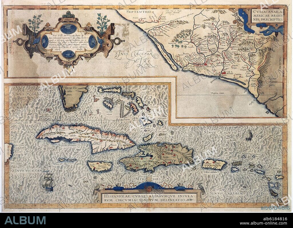 MAPA DE LAS ANTILLAS - 1579 - CARTOGRAFIA SIGLO XVI.