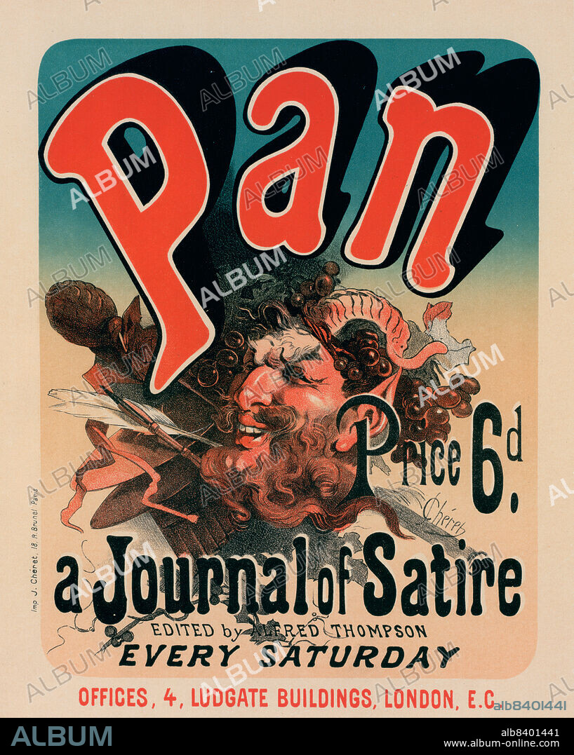 JULES CHéRET. Affiche pour le journal "Pan"., c1897. [Publisher: Imprimerie Chaix; Place: Paris].