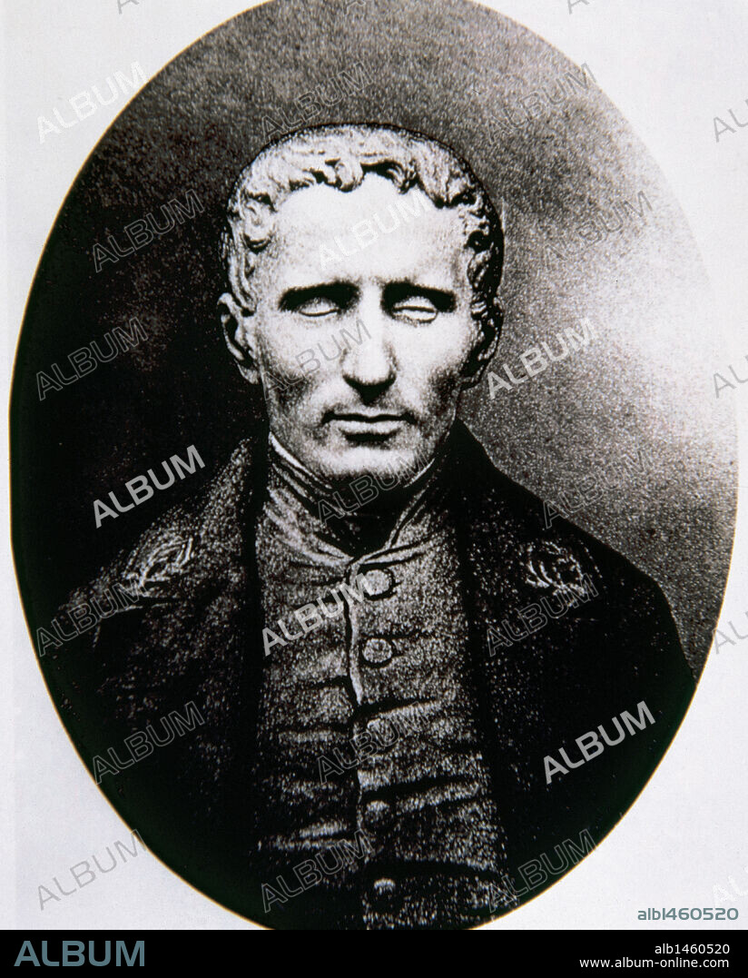 LOUIS BRAILLE (1809-1852). Profesor francés creador de un sistema de escritura en relieve para posibilitar la lectura a los ciegos. S. XIX. Retrato.