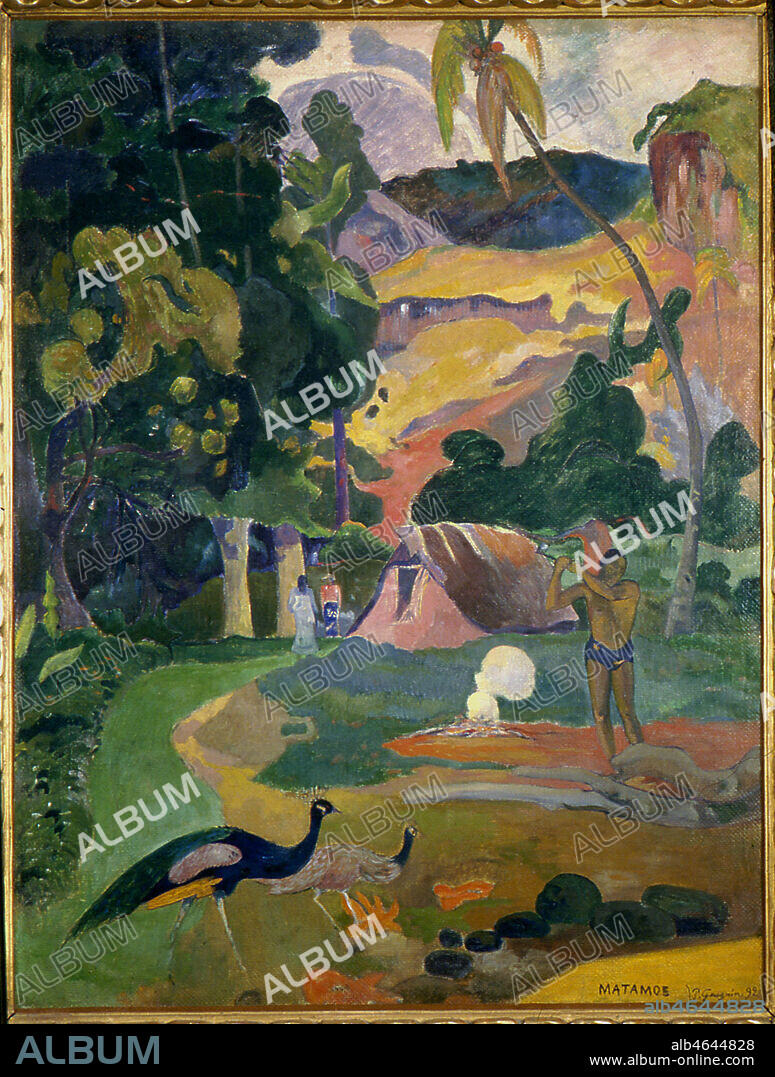 "Matamoe ou le paysage au paon" peint par Paul Gauguin à Tahiti. Moscou, Musée Pouchkine. Credit: Coll. Bouquignaud/Kharbine-Tapabor.