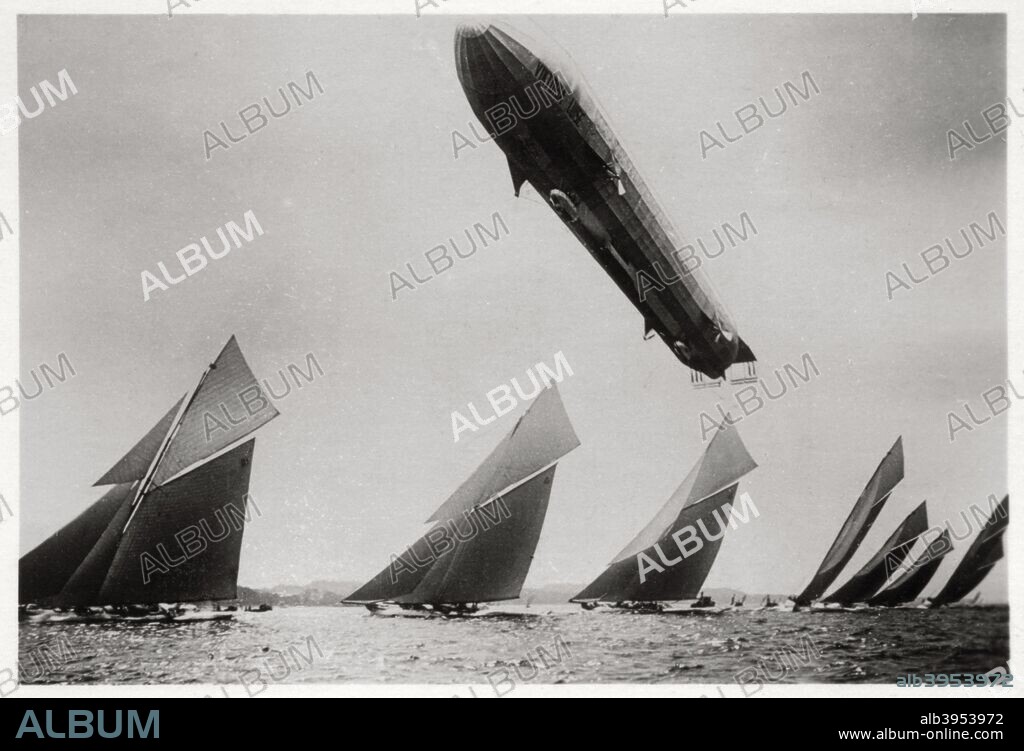 Zeppelin LZ11 'Viktoria Luise' in flight during the Kiel Regatta, Germany, 1912 (1933). A photograph from Zeppelin-Weltfahrten, Vom ersten Luftschiff 1899 bis zu den Fahrten des LZ127 Graf Zepplin 1932, Dresden, 1933.