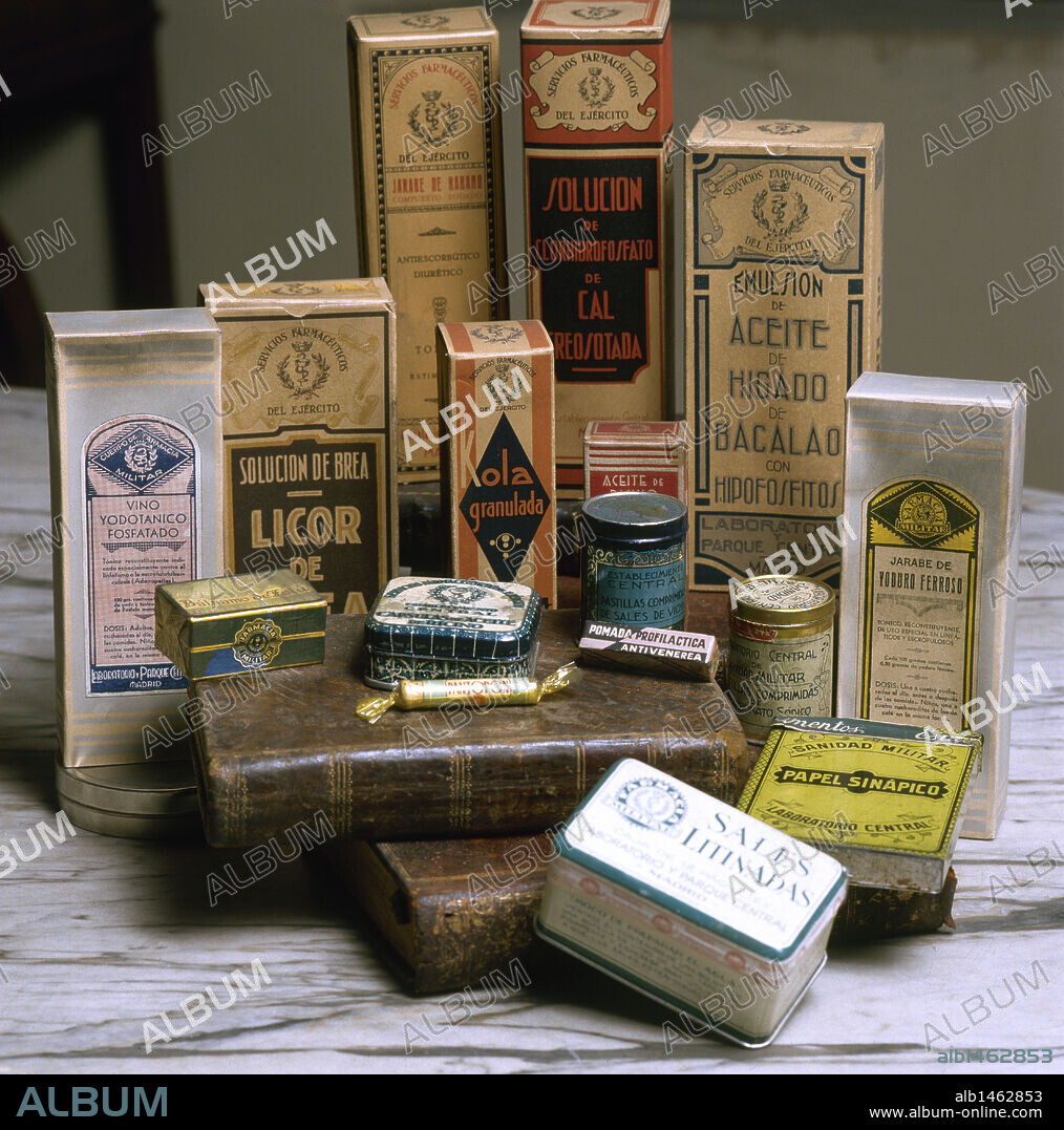 PHARMACEUTICAL PRODUCTS AND MEDICINES. Real Military Botica. Ceuta. Spain.