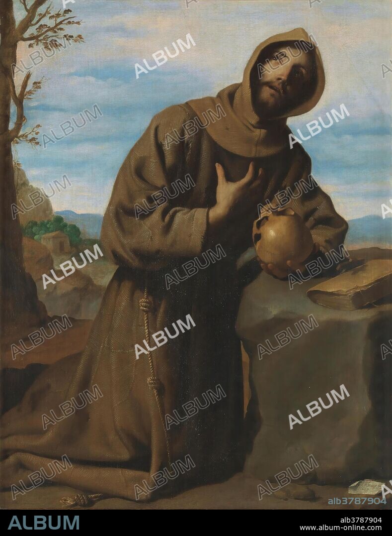 FRANCISCO DE ZURBARAN. Francisco de Zurbarán / 'Saint Francis at Prayer'. 1659. Oil on canvas.