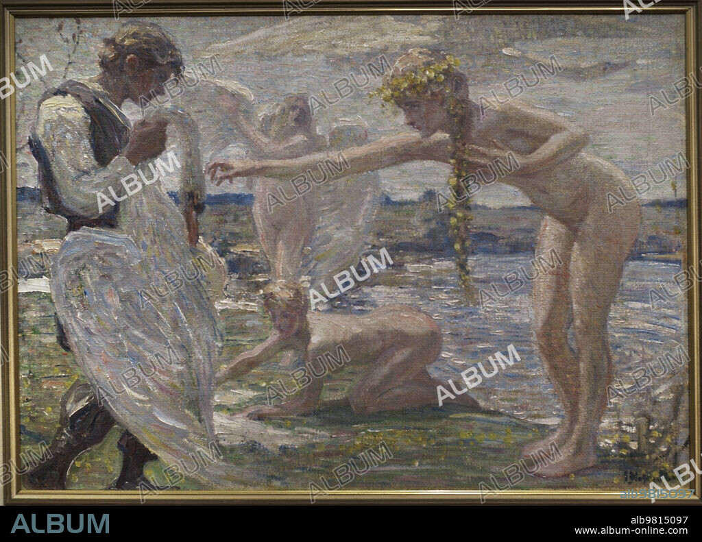 Janis Rozentals (1866-1916). Latvian painter. Swan Maidens, ca. 1910. Oil on canvas, 55,7 x 79 cm. Latvian National Museum of Art. Riga. Latvia.
