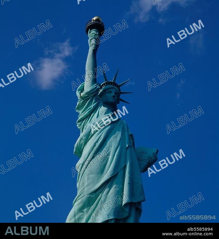 New York, Freiheitsstatue. (Kupferstandbild von F.A.Bartholdi, aufgestellt 1886, Höhe 46 m). Teilansicht. Foto, 1991. (c.) AKG / H. Bock.