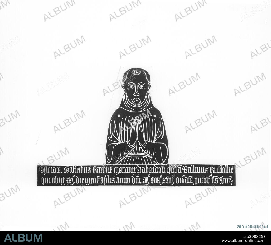 Brass rubbing of a monument to Geoffrey Barbour, which lies in St Helens Church, Abingdon, Oxfordshire, c1860-c1922. The Abingdon merchant died in 1417.