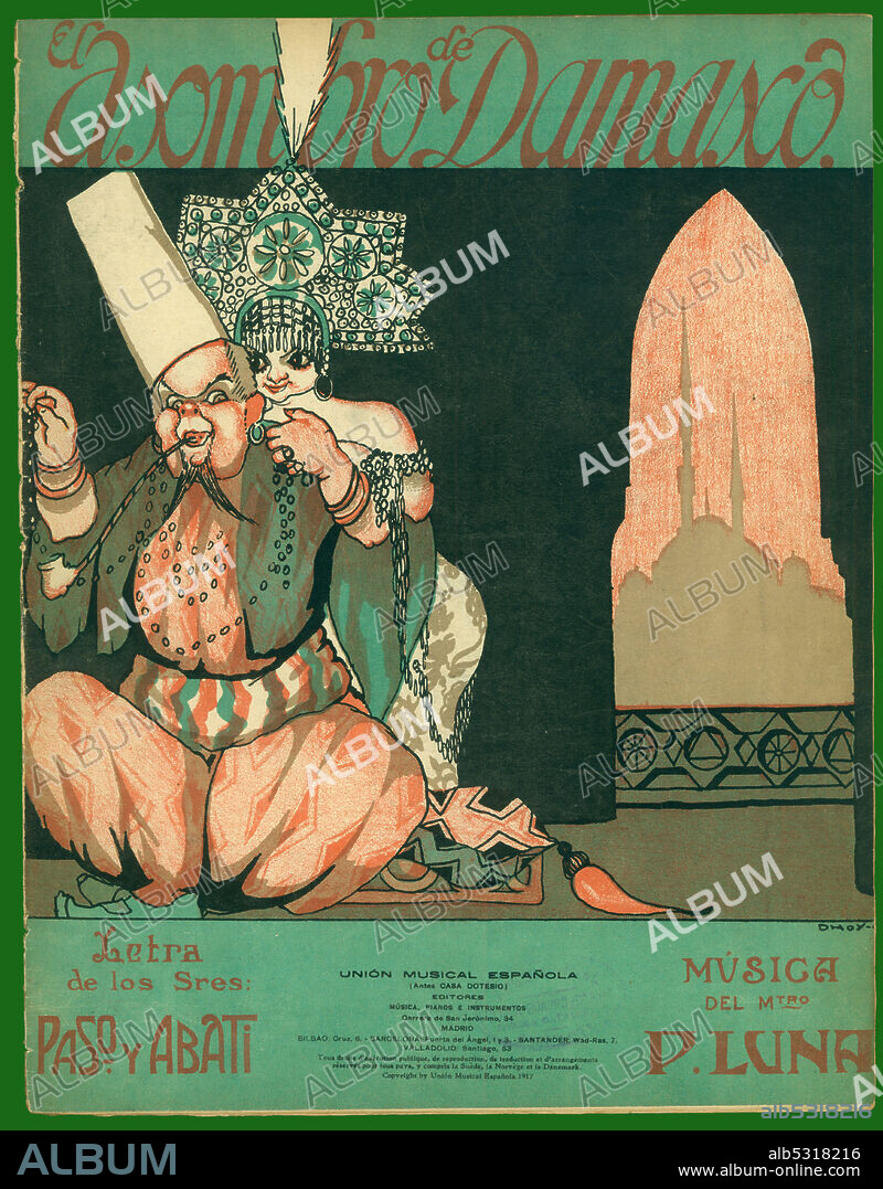 Partitura musical de la zarzuela El asombro de Damasco, de Pablo Luna. Año 1917.