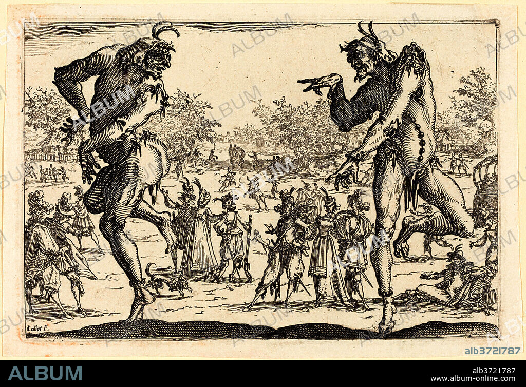 JACQUES CALLOT. Two Zanni. Dated: c. 1616. Dimensions: plate: 9.5 x 14.2 cm (3 3/4 x 5 9/16 in.). Medium: etching.