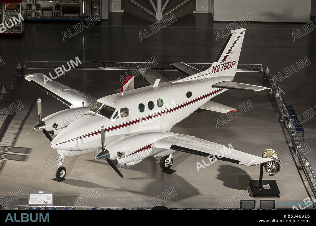 BEECH AIRCRAFT CORPORATION. Seven/ten place, low-wing, twin-turboprop business aircraft; white with red and gray trim. Pratt and Whitney Canada PT6A-6 engines. The Beechcraft King Air is the world's most popular turboprop aircraft. Beech Aircraft developed the King Air in 1964 as a compromise between piston-engine and jet aircraft; it could fly farther and higher than piston-engine aircraft yet land on the short runways of most small airports. The design remains the primary business aircraft for small to mid-size companies and part of the flight inventories of larger corporations. Rather than investing in new and expensive technology, Beech built an improved and marketable business aircraft from its existing production line. The aircraft displayed here, LJ-34, began as a Queen Air that was upgraded with Pratt and Whitney PT6A-6 turboprop engines, a design that soon became the C-90. Several companies operated it for a total of more than 7,000 hours of service.