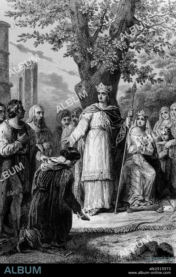 Edad Media. San Luis IX (1214-1270), rey de Francia, administrando justicia.