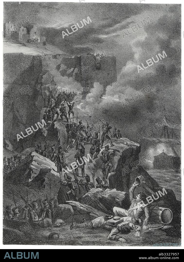 Historia de España. Pérdida de Menorca a manos de los ingleses en 1708 durante la Guerra de Sucesión. Grabado de 1880.