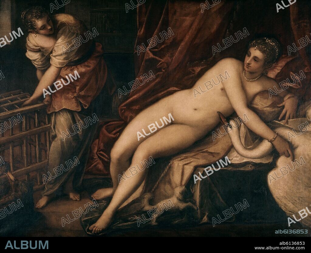 JACOPO COMIN-JACOBO ROBUSTI-TINTORETTO. LEDA Y EL CISNE - SIGLO XVI.