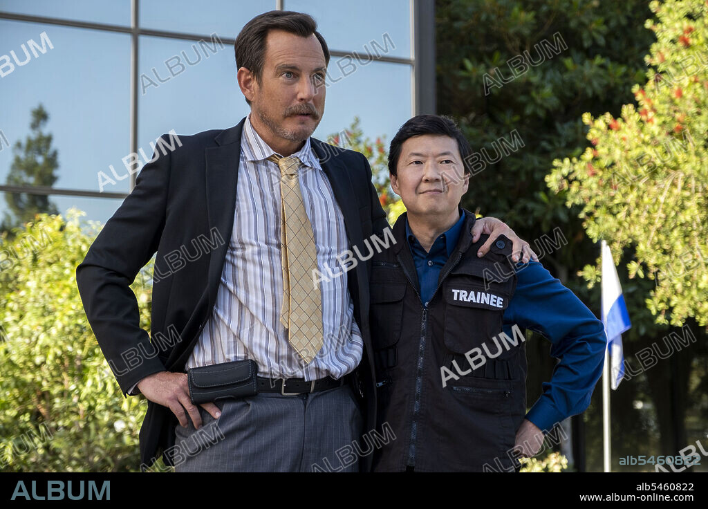 KEN JEONG and WILL ARNETT in MURDERVILLE, 2022, directed by IAIN MORRIS. Copyright Sony Pictures Television.