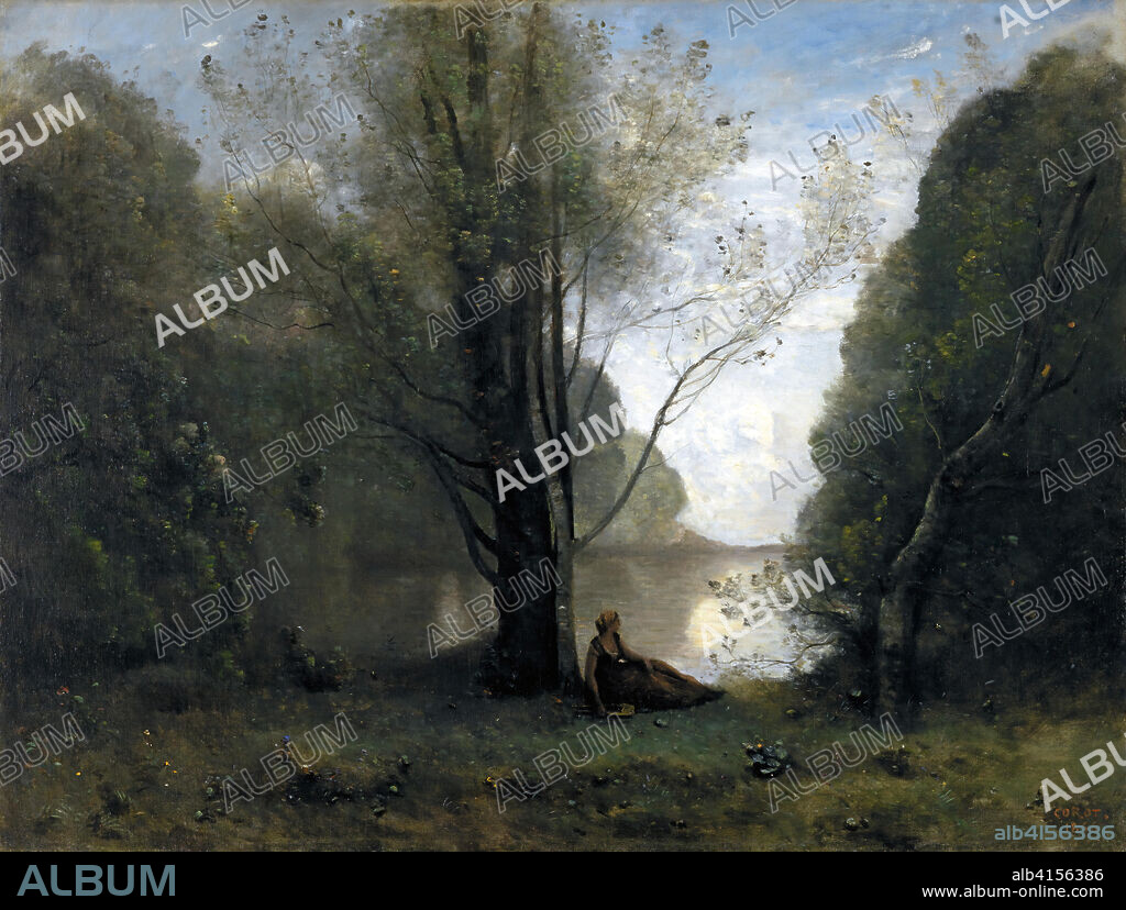 JEAN BAPTISTE CAMILLE COROT. Jean-Baptiste-Camille Corot (Paris, 1796-1875). Solitude. Recollection of Vigen,  Limousin (1866). Oil on canvas. 95 x 130 cm.