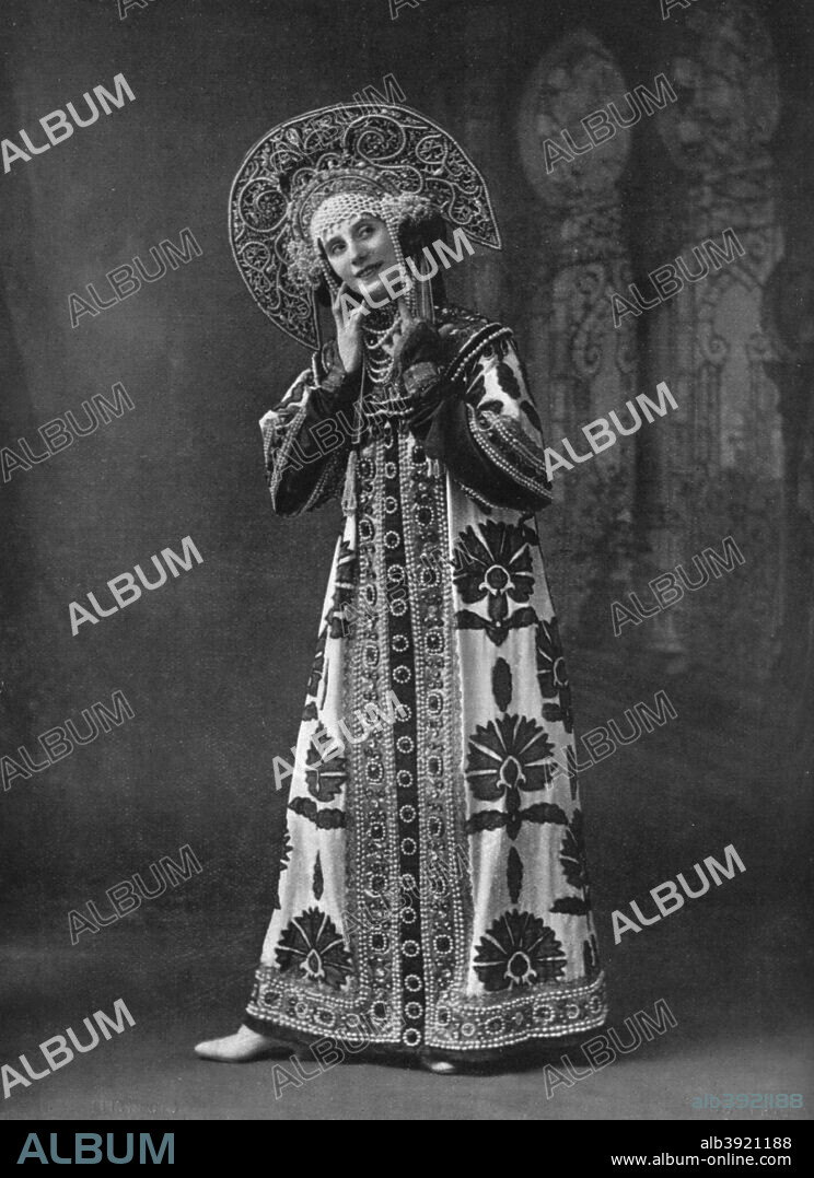 Anna Pavlova (1881-1912), Russian ballet dancer, 1911-1912. Pavlova was the most famous classical ballerina of her era. She trained at the school of the Imperial Ballet, made her debut as soloist in 1899, and became prima ballerina of the company in 1906. Pavlova toured Europe in 1907, appeared briefly with the Ballets Russes of the Russian impresario Sergey Diaghilev and, in 1910 made her American debut with the Russian dancer Mikhail Mordkin at the Metropolitan Opera House in New York City. She founded her own company in 1911, and until 1931, when she died of pneumonia while on tour, she danced extensively in Europe, the Americas, Africa, and Asia, often bringing ballet for the first time to remote areas. Conservative in her aesthetics, Pavlova was an outstanding representative of classical Russian ballet, admired for the poetic quality of her movement. She was also interested in ethnic dances and in the dance techniques of India and Japan. Her most famous classical roles were in Giselle, Swan Lake, Les Sylphides, Don Quixote, Coppélia, and in the solo dance The Dying Swan, created for her in 1905 by the Russian choreographer Michel Fokine. From Penrose's Pictorial Annual 1911-1912, The Process Year Book, volume 17, edited by William Gamble and published by AW Penrose (London, 1911-1912).