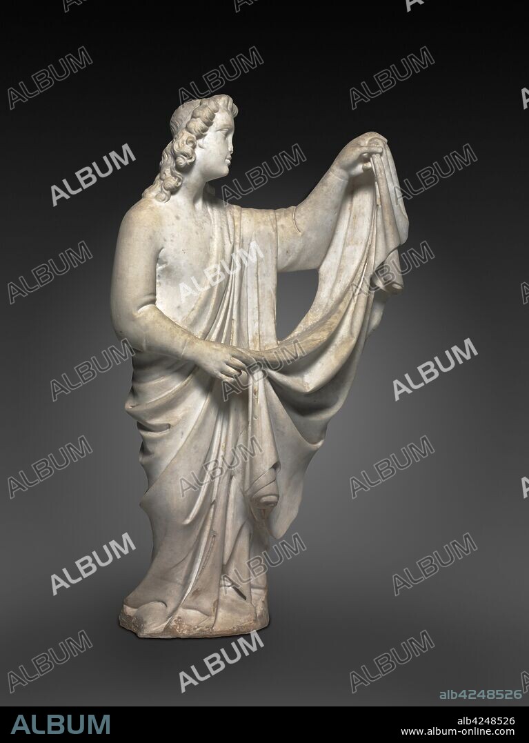 Angel from a Tomb, 1330-50. Workshop of Tino di Camaino (Italian, c. 1285-1337). Marble; overall: 99.7 x 63.2 x 20.3 cm (39 1/4 x 24 7/8 x 8 in.).