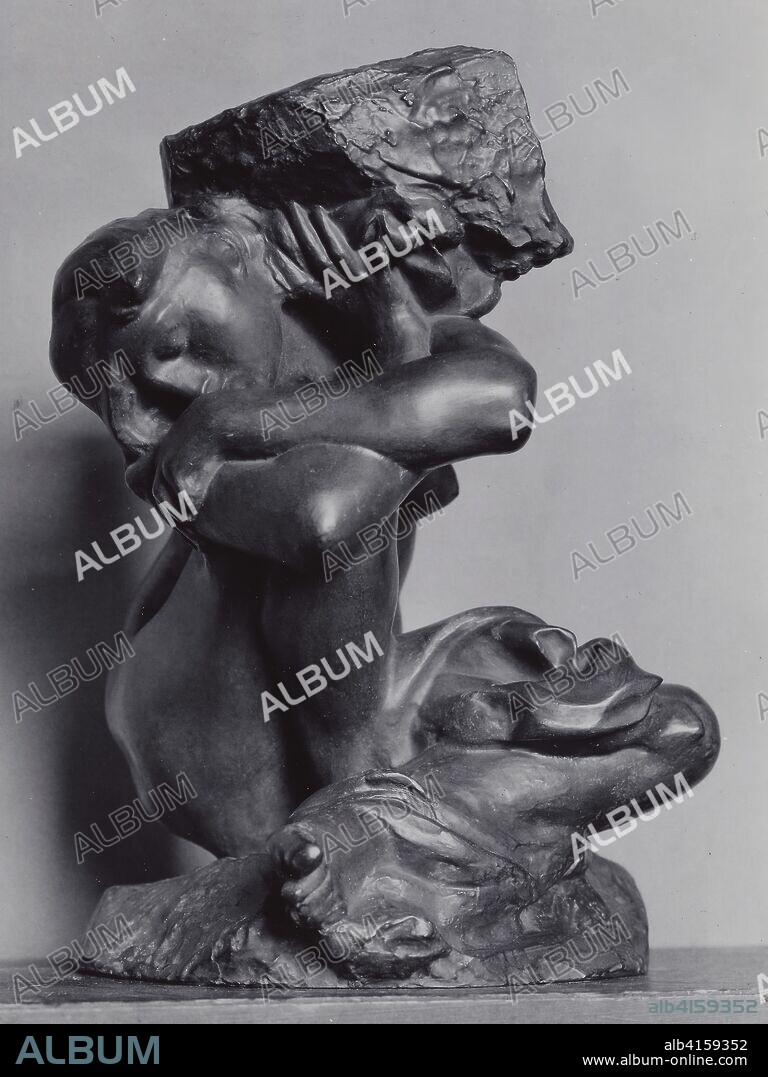The Fallen Caryatid Carrying Her Stone. Auguste Rodin; French, 1840-1917. Date: 1886-1896. Dimensions: H. 44.5 cm (17 1/2 in.). Bronze. Origin: France.