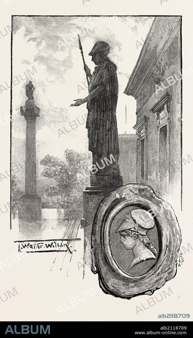 THE SEAL OF THE ATHENAEUM CLUB, PALL MALL, LONDON UK, 1893 engraving.
