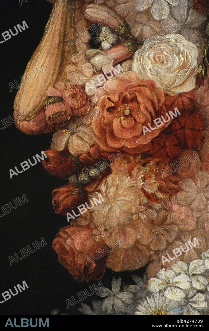 Giuseppe Arcimboldo (1527-1593). Pintor italiano. La Primavera, hacia 1563. Detalle. Óleo sobre tabla. 0,66 x 0,50 m. Real Academia de Bellas Artes de San Fernando. Madrid. España.