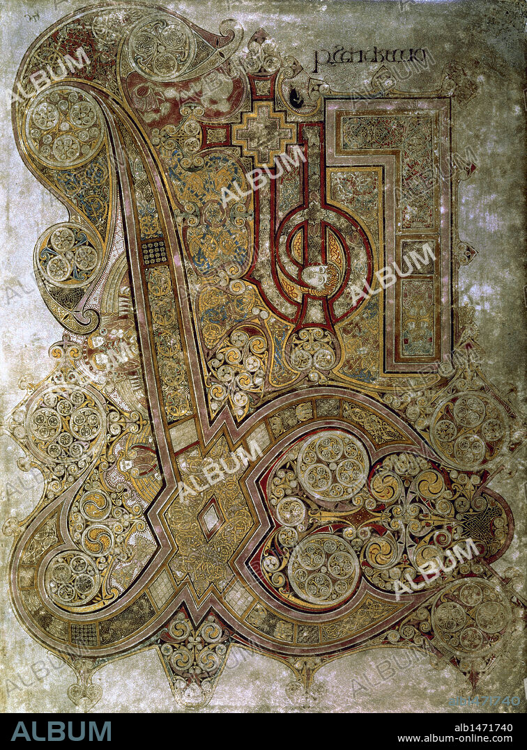 The Book of Kells. Chi Rho monogram. Folio 34r. 8th century. Trinity College Library. Dublin. Ireland.