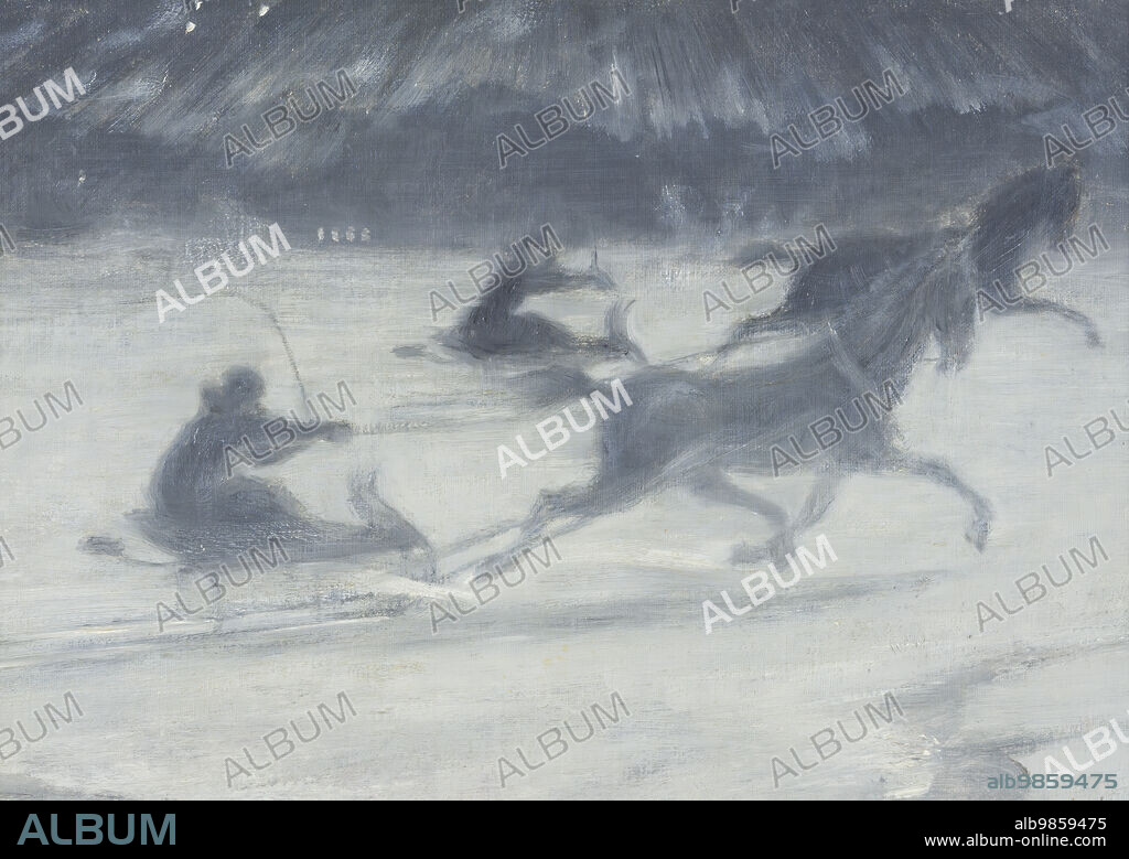 JOHAN AXEL GUSTAV ACKE. Sleighing on the Ice. Illustration for a Short Story by Per Hallström, 1907.