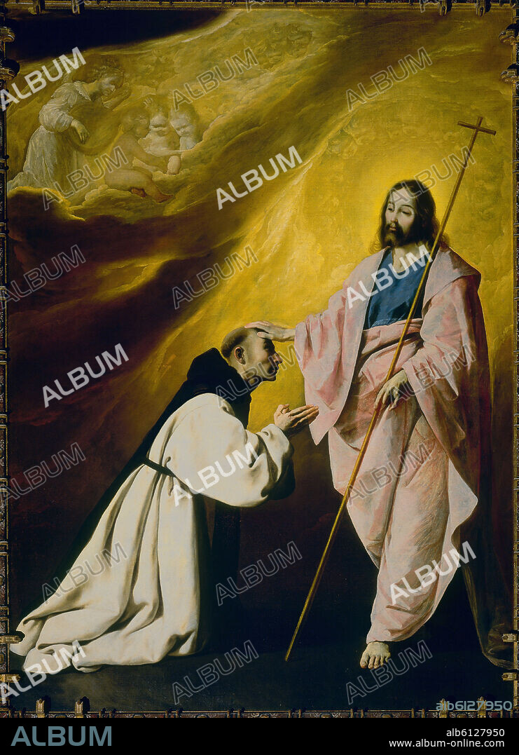 FRANCISCO DE ZURBARAN. SACRISTIA - APARICION DE CRISTO AL PADRE ANDRES SALMERON - 1639 - O/L 290x222 - BARROCO ESPAÑOL.