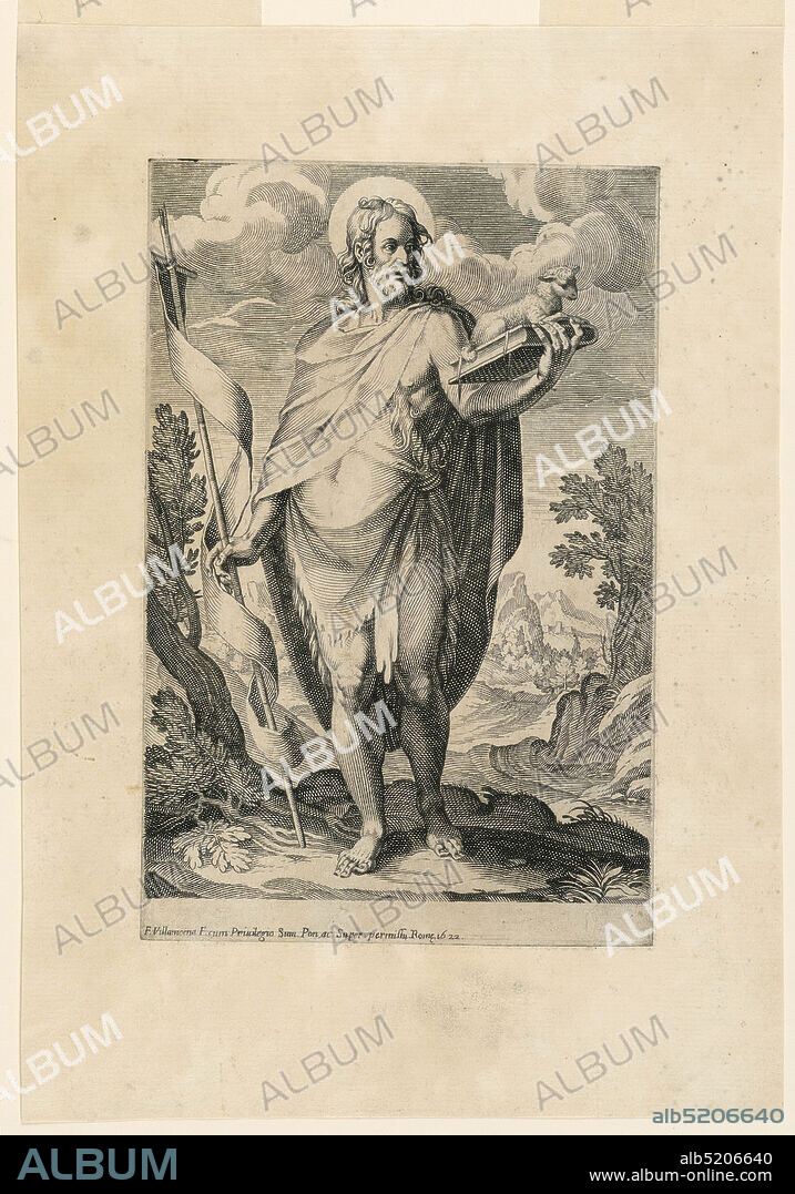 Saint John the Baptist, Francesco Villamena, ca.1566 1626, Engraving on paper, St. John the Baptist., Italy, 1622, Print, Print.