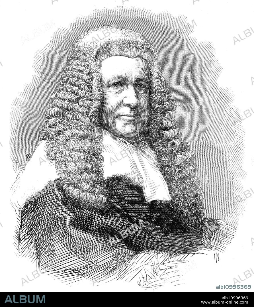 Mr. Justice Lush, the new judge, 1865. Engraving from a photograph by Messrs. J. and C. Watkins. 'The new Judge of the Court of Queen's Bench, Mr. Justice Lush, who has succeeded the late Mr. Justice Crompton, is a lawyer who has made his way from the humblest rank in the service of his profession; having been employed, originally, as an attorney's clerk, where he learnt the details of practice. At the age of twenty-nine, in November, 1836, he entered as a student of Gray's Inn, was admitted as special pleader a twelvemonth afterwards, and called to the Bar on the 18th of November, 1840. He soon obtained a considerable amount of practice on the Home Circuit, and in June, 1857, was made Queen's Counsel. Having attained his elevation to the Bench by mere application to the ordinary business of his profession, without the aid of political influence or patronage, his appointment is regarded with much satisfaction by the majority of working lawyers, both attorneys and barristers. He is a native of Shaftesbury, Dorsetshire, and fifty-eight years old. Mr. Justice Lush became also Sir Robert Lush on Monday last, when he received the honour of knighthood from her Majesty's hands at Windsor'. From "Illustrated London News", 1865.