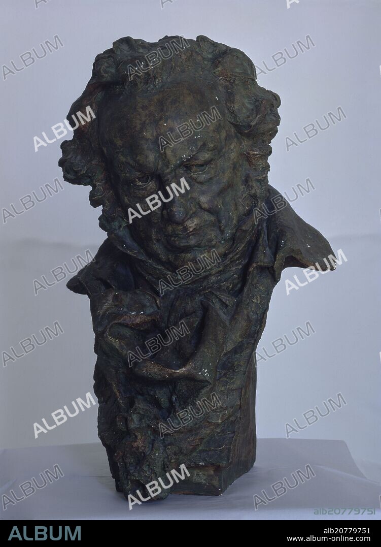 MARIANO BENLLIURE Y GIL. BUSTO DE GOYA-ESCULTURA S XX.