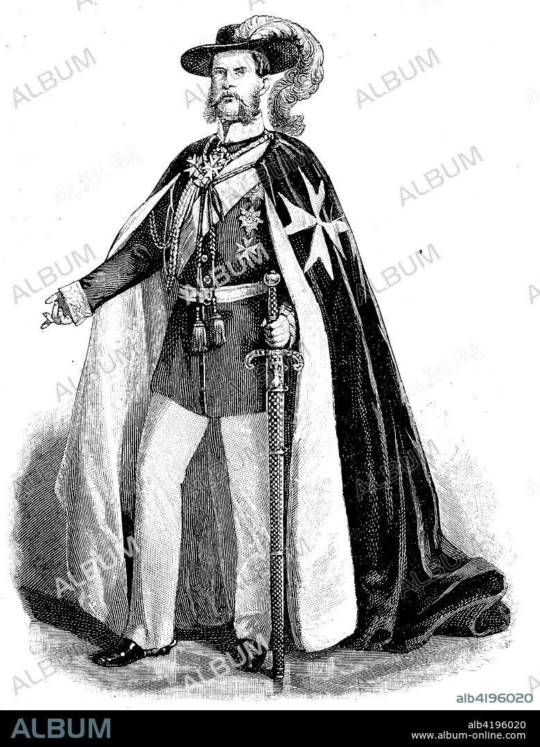 Prince Frederick Charles Alexander of Prussia or Prinz Carl von Preußen, 29 June 1801 - 21 January 1883, was a younger son of Frederick William III of Prussia. He served as a Prussian general for much of his adult life and became the first Herrenmeister (Grand Master) of the Order of Saint John after its restoration as a chivalric order, reproduction of a woodcut from 1882, digital improved.