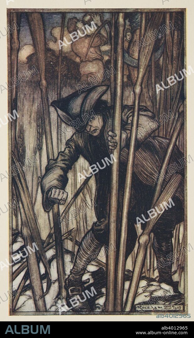 Gulliver is Struck with Fear at First Sight of The Brobdingnagian Reapers, from Gulliver's Travels by Jonathon Swift (1667 - 1745), pub. 1909 (colour lithograph).