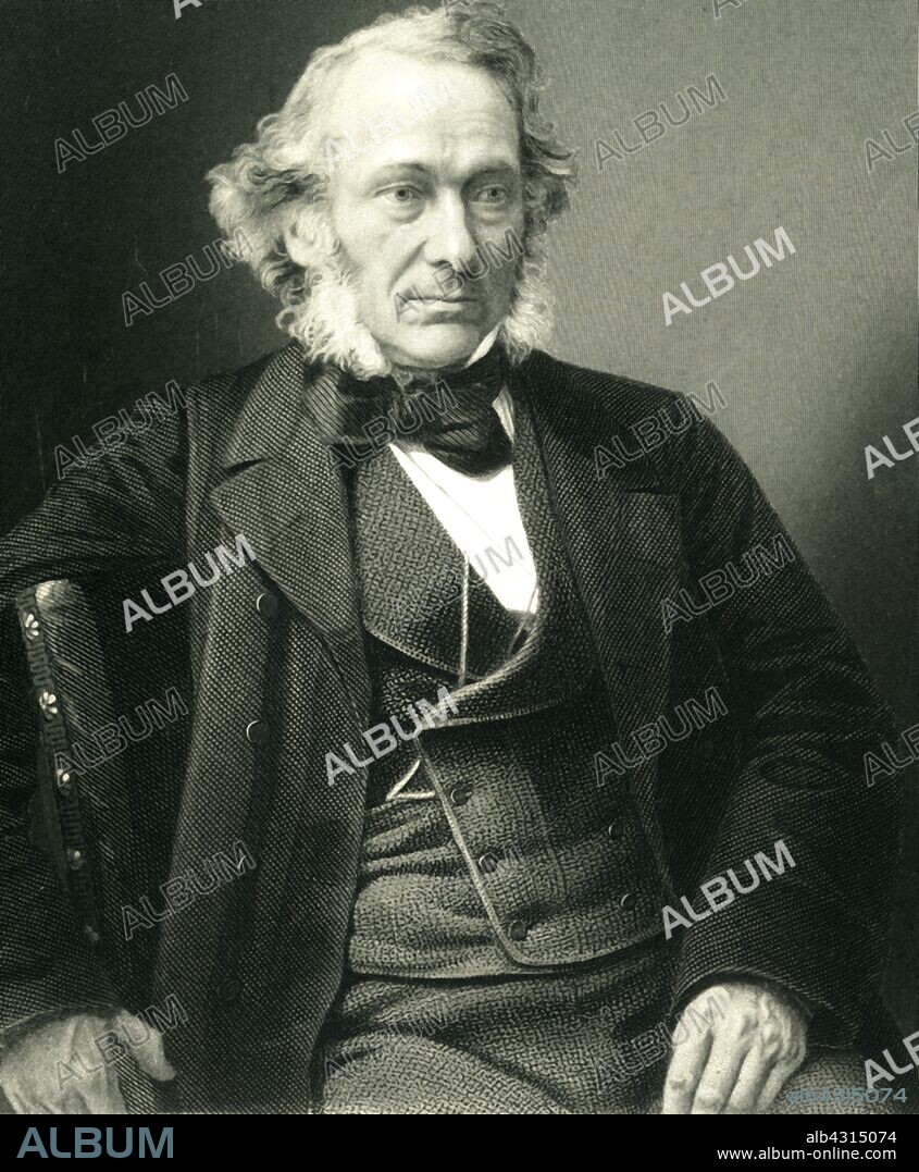 'Richard Cobden', c1850, (c1884). Richard Cobden (1804-1865) English manufacturer, Radical and Liberal statesman, educated locally with further study at the London Institution. An advocate for free trade, he founded the Anti-Corn Law League with John Bright and was associated with the Cobden-Chevalier Treaty. From "Leaders of the Senate: A Biographical History of the Rise and Development of the British Constitution, Vol. I.", by Alexander Charles Ewald, F.S.A. [William Mackenzie, London, Edinburgh & Berlin].