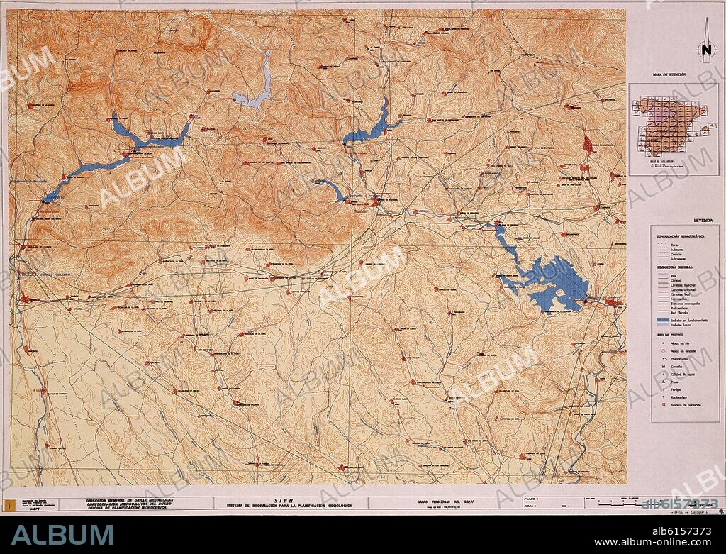 MAPA DE LA CONFEREREDACION HIDROGRAFICA DEL DUERO - MOPT - 22/10/1993.