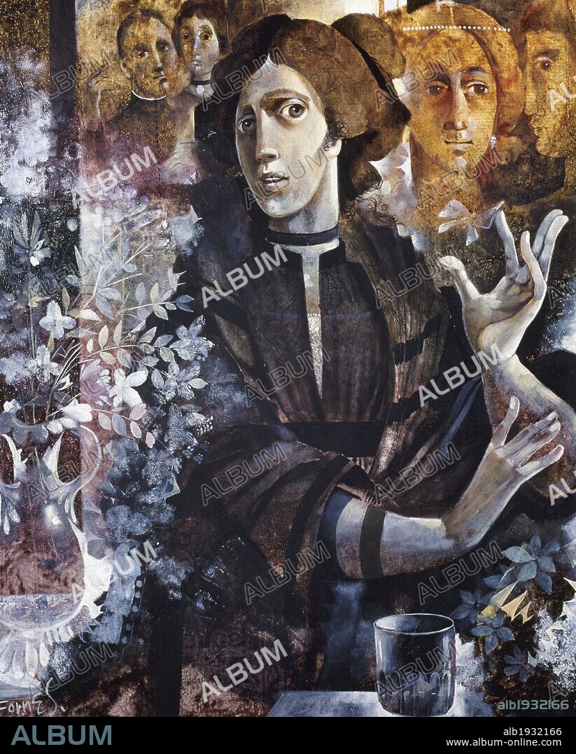 LITERATURA CATALANA. VILLALONGA, Llorenç (Palma de Mallorca, 1897-1980). Escritor mallorquín. Oleo del pintor Pablo Luís FORNES que representa a "NA BARBARA TITANA", personaje de la novela "BEARN" (1961), obra del citado autor.