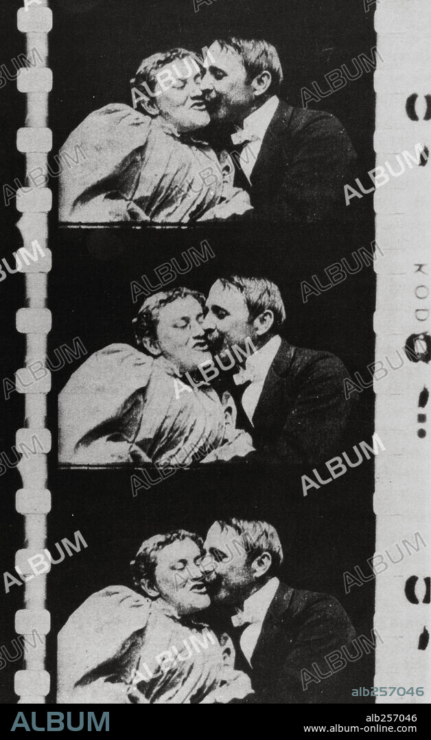 JOHN RICE y MAY IRWIN en EL BESO, 1896 (THE KISS), dirigida por WILLIAM HEISE. Copyright EDISON MANUFACTURING COMPANY.