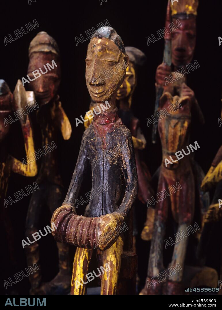 Magbo helmet mask for Oro association, Onabanjo of Itu Meko, late 19th century - early 20th century, wood, pigment, iron, 28-3/4 x 13-3/4 x 18-1/2 in., African Art.