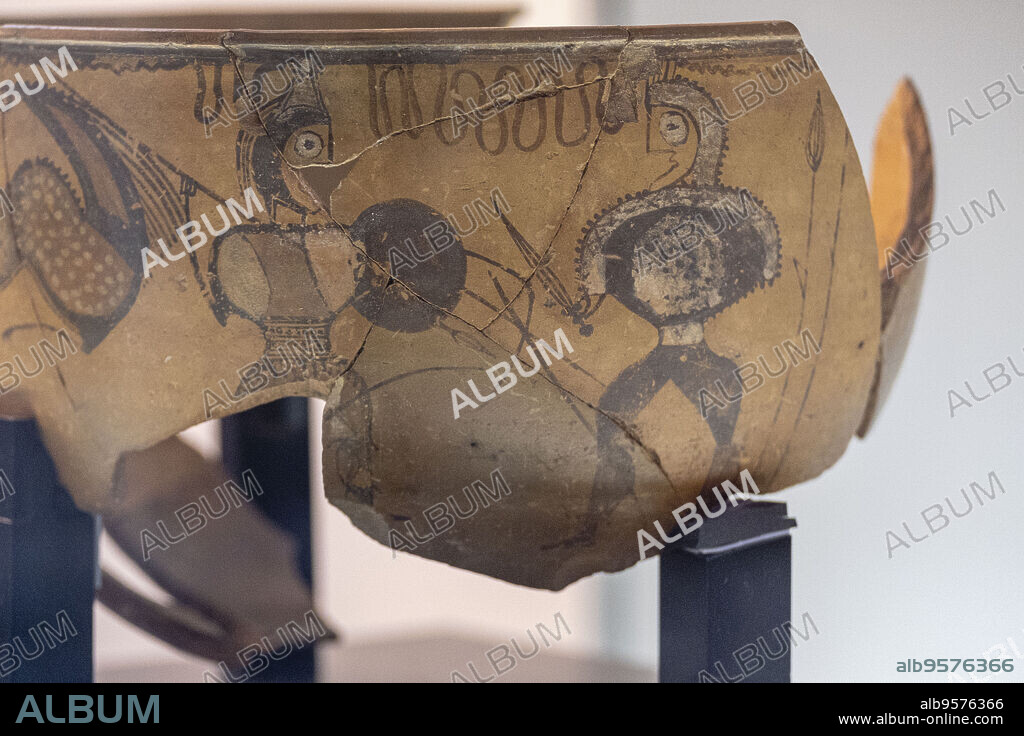 vaso de los guerreros, siglo I a.C. Procedente de Numancia, Garray, museo Numantino de Soria, Soria, Comunidad Autónoma de Castilla, Spain, Europe.