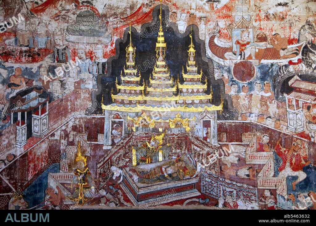 Wat Buak Khrok Luang, located in Ban Buak Khrok Luang Moo 1, Chiang Mai – Sankamphaeng Road, Chiang Mai, is a small and typically northern Thai Buddhist temple. It is believed to have been founded in the 15th century during the time of the independent Lan Na Kingdom (1292-1558), and was extensively restored during the reign of Chao Kaew Naowarat (r.1911-1939), the last King of Chiang Mai. The temple is chiefly noteworthy for its main viharn, which is purely Lan Na in inspiration, with a four-tiered roof and elegant naga balustrade entrance. The most remarkable aspect of the viharn is its extensive mural paintings, dating from around 1835 during the reign of Chao Phuttawong (r.1826-1846), the fourth ruler of the Chiang Mai Thipchang Dynasty. The murals, which are northern Thai in style with clear elements of Shan State and Konbaung Dynasty Burmese influence, are among the best in northern Thailand. They feature the jataka stories, past lives of the Buddha, and are interspersed with vernacular scenes from everyday early 19th century northern Thai life.