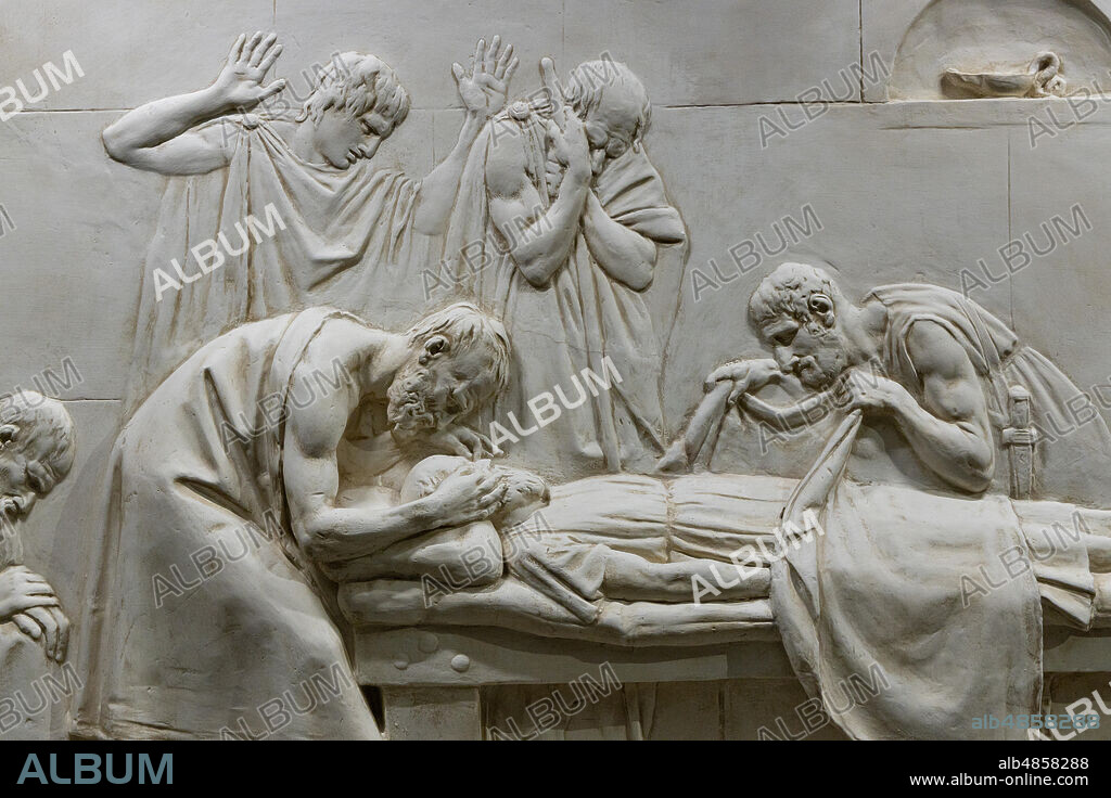 "Crito closing Socrates Eyes", 1790-92, by Antonio Canova (1757 - 1822), plaster. Detail.