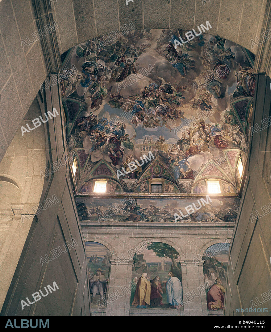 GIORDANO , LUCA. PINTOR ITALIANO . 1632 - 1705. " LA GLORIA " PINTURA AL FRESCO , BOVEDA DE LA ESCALERA DEL MONASTERIO DEL ESCORIAL . MADRID.