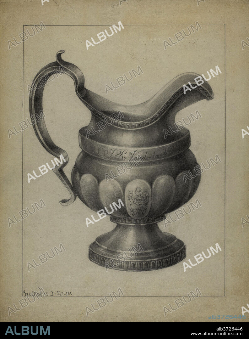 NICHOLAS ZUPA. Silver Creamer. Dated: c. 1937. Dimensions: overall: 29.3 x 22.5 cm (11 9/16 x 8 7/8 in.)  Original IAD Object: 7 3/4" high; 6 1/2" wide. Medium: graphite on paper.