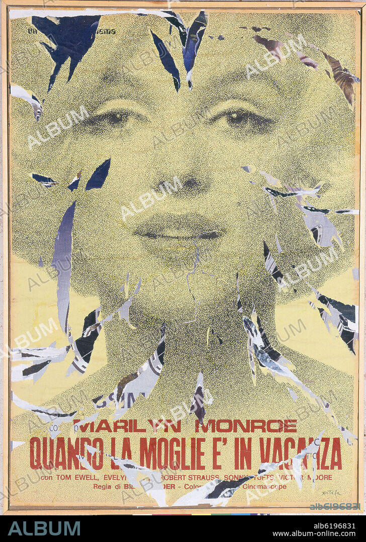 MIMMO ROTELLA. MARILYN LANGUIDA 2  - 1998 - 100x70 - DECOLLAGE.