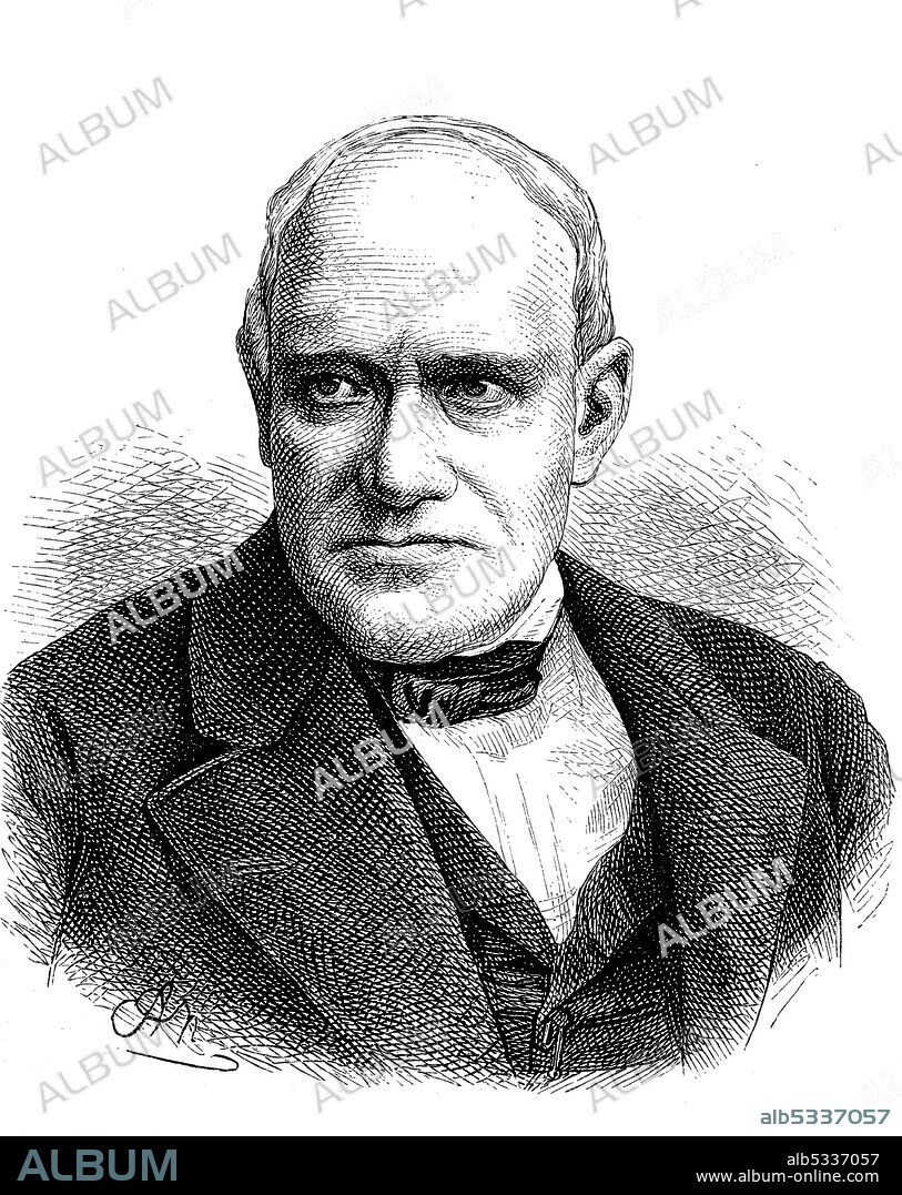 Adolf Anderssen, Karl Ernst Adolf Anderssen, July 6, 1818 - March 13, 1879, a German chess player and one of the strongest chess players of the 19th century  /  Adolf Anderssen, Karl Ernst Adolf Anderssen, 6. Juli 1818 - 13. März 1879, ein deutscher Schachspieler und einer der stärksten Schachspieler des 19. Jahrhunderts, Historisch, historical, digital improved reproduction of an original from the 19th century / digitale Reproduktion einer Originalvorlage aus dem 19. Jahrhundert.