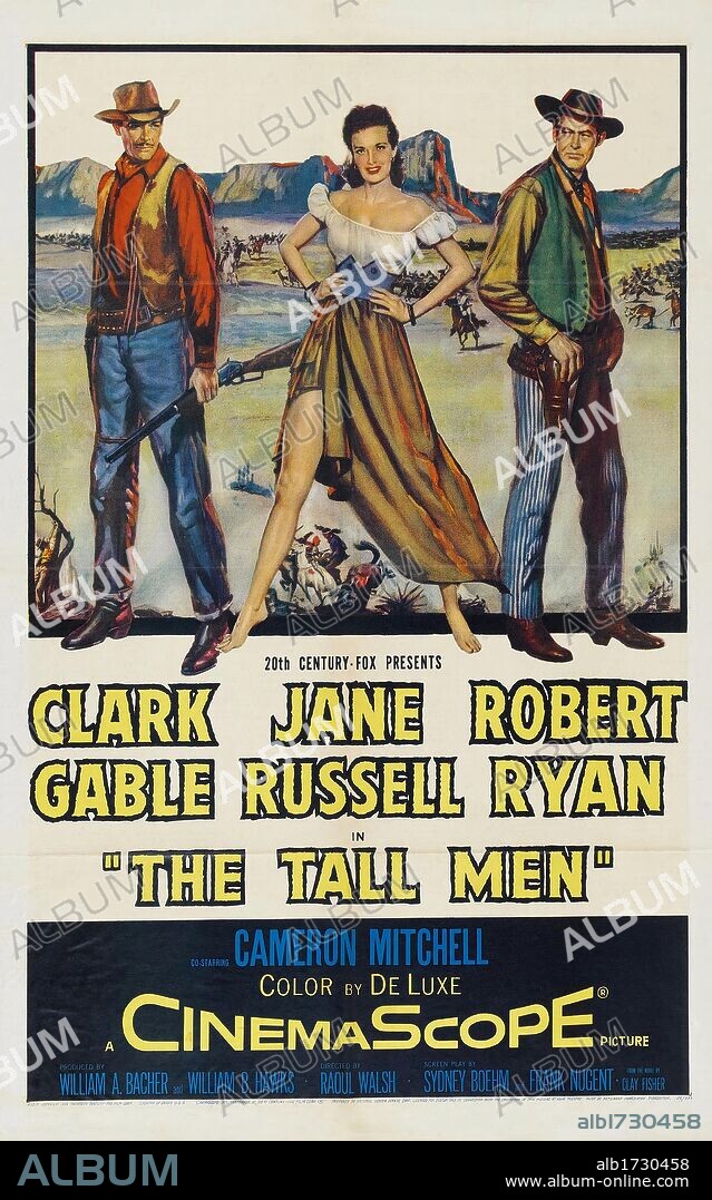 Poster de LOS IMPLACABLES, 1955 (THE TALL MEN), dirigida por RAOUL WALSH. Copyright 20TH CENTURY FOX.