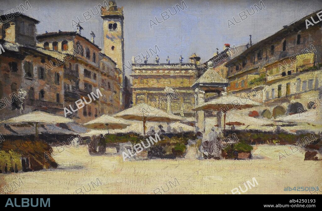 Aleksander Gierymski (1850-1901). Pintor polaco. Piazza delle Erbe en Verona, hacia 1900. Galería de Arte Polaco del siglo XIX (Lonja de los Paños, Sukiennice). Museo Nacional de Cracovia. Polonia.