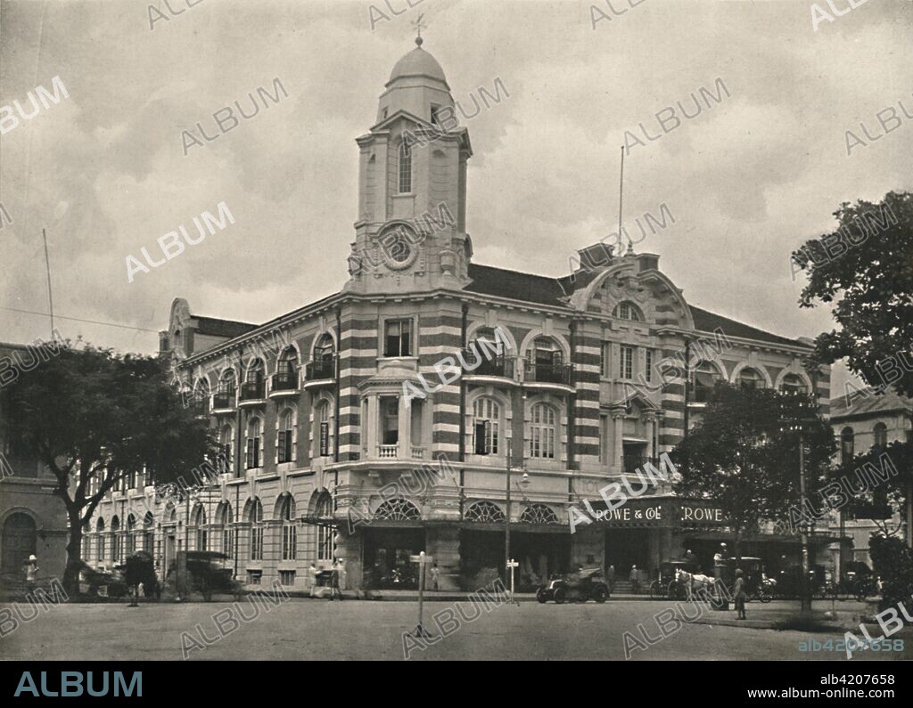 'Rowe & Coy., Ltd., Rangoon Premises', 1900.  British colonial emporia or department stores in Rangoon. From "Typical Photographs of Burma - Burmese Life and Scenes". [Rowe & Co. Ltd., Rangoon, 1900].