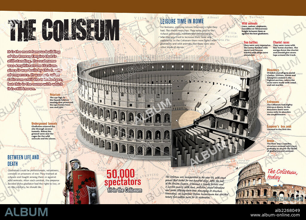 El Coliseo. Infografía sobre el Coliseo romano.