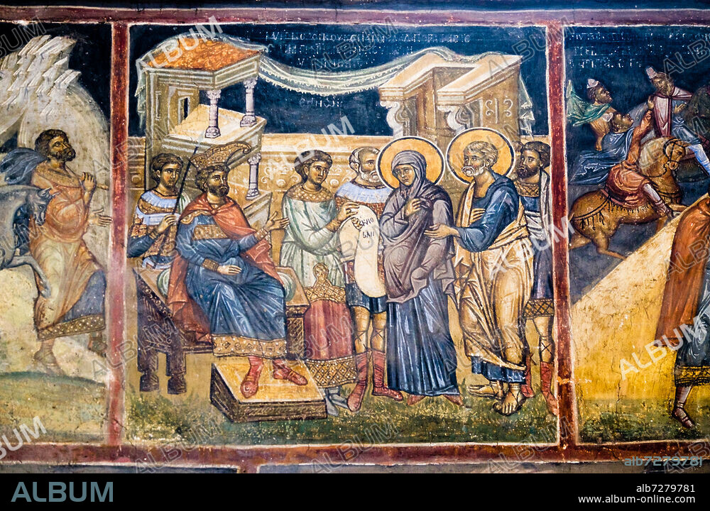 Curtea de Arges (Roumanie), peintures murales de l'église princière Saint-Nicolas fondée en 1352 par Basarab Ier.