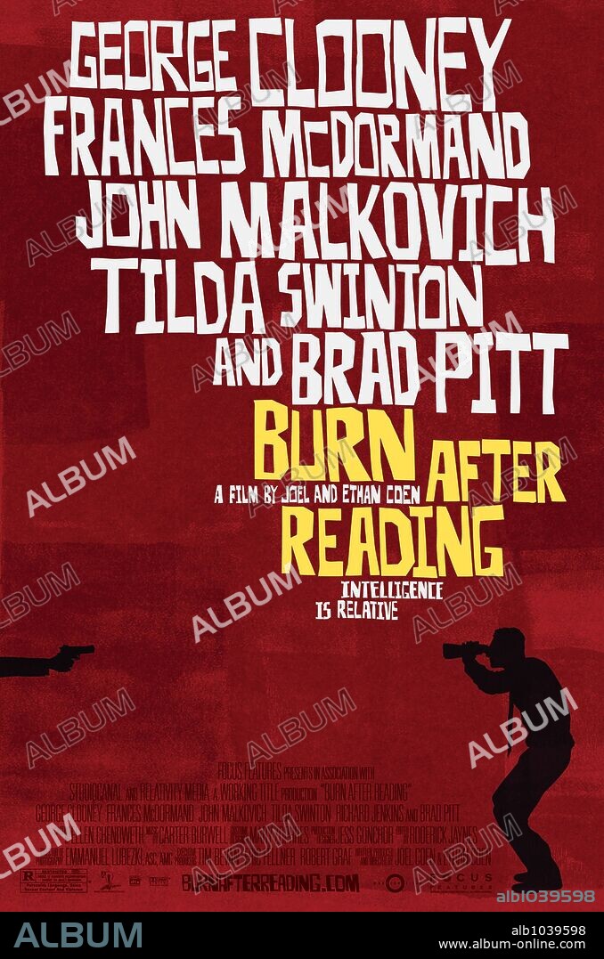 Poster of BURN AFTER READING, 2008, directed by ETHAN COEN and JOEL COEN. Copyright WORKING TITLE FILMS.